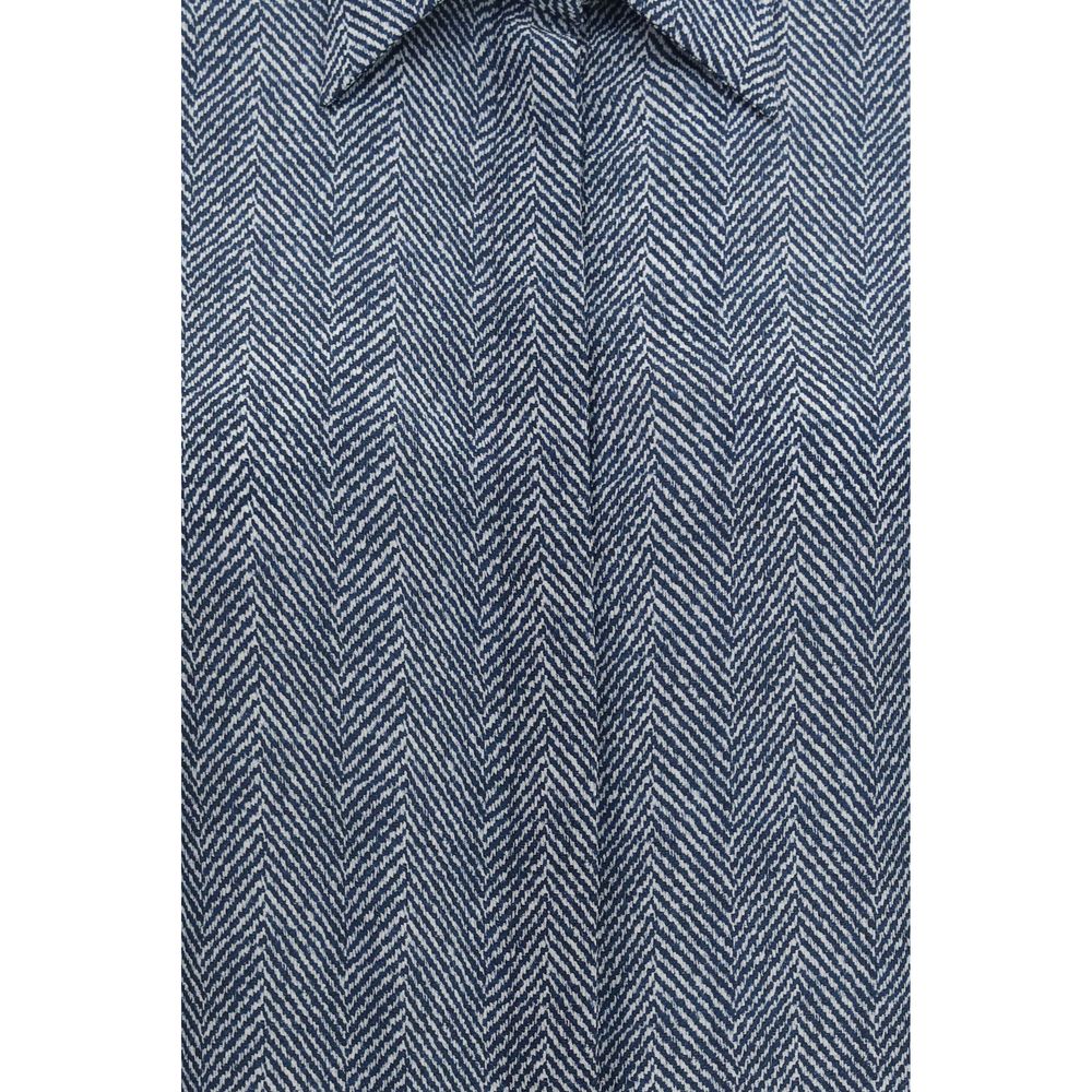 Sara Roka Blue Silk Pattern Women's Shirt