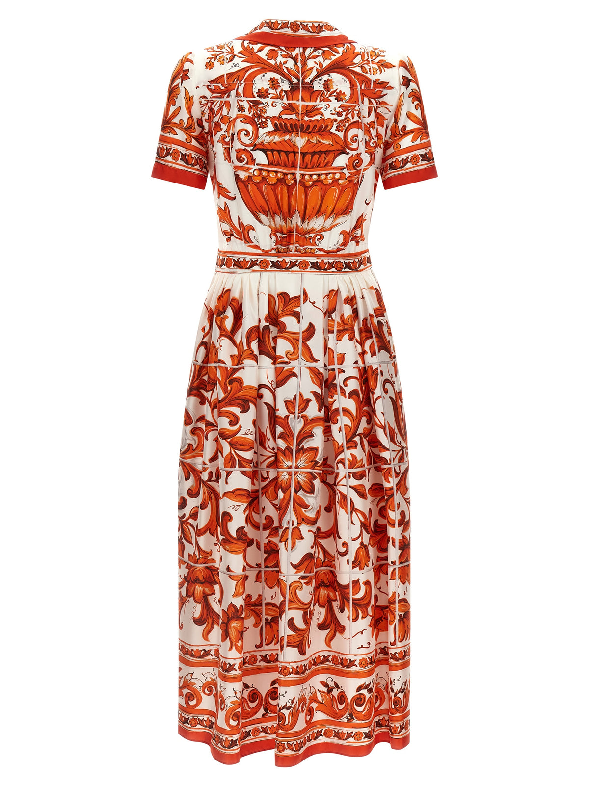 Dolce & Gabbana Orange Silk Midi Women's Dress