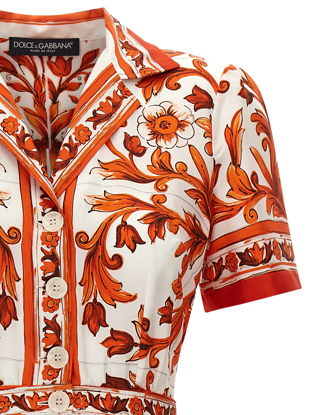 Dolce & Gabbana Orange Silk Midi Women's Dress
