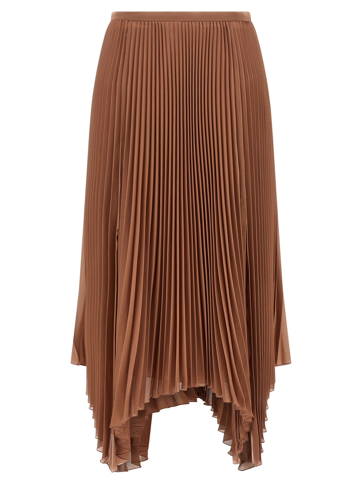 Valentino Garavani Brown Silk Midi Women's Skirt