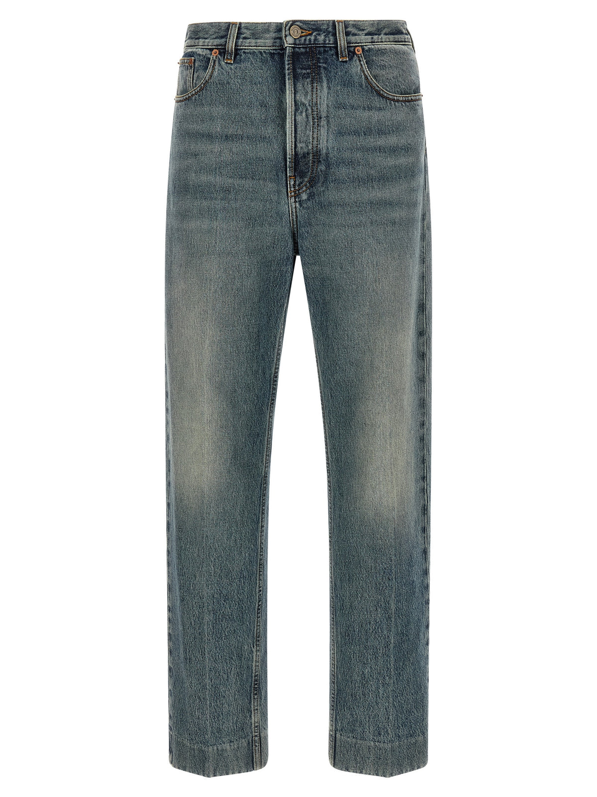 Valentino Garavani Blue Cotton Straight-Leg Men's Jeans