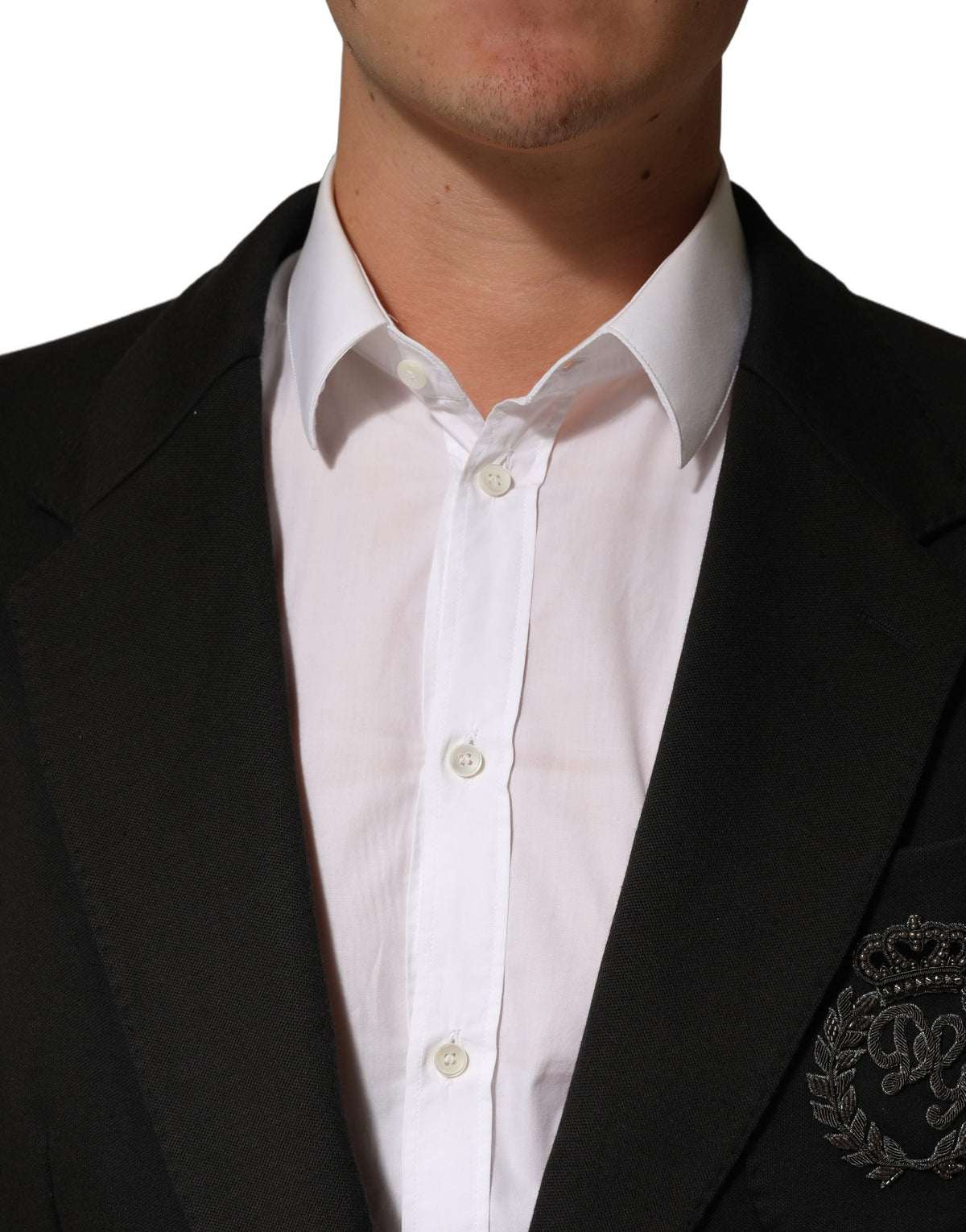 Dolce & Gabbana Black Embroidered Single Breasted Men's Jacket (Pre-Owned)