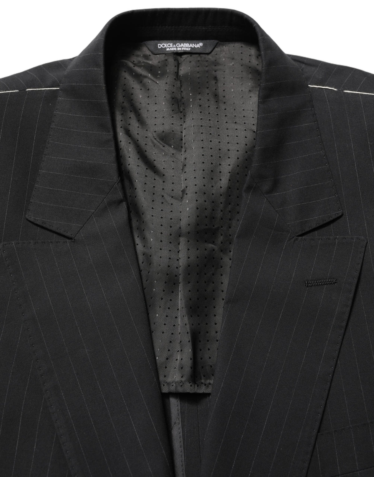 Dolce & Gabbana Black Pinstripe Men Single Breasted Men's Jacket