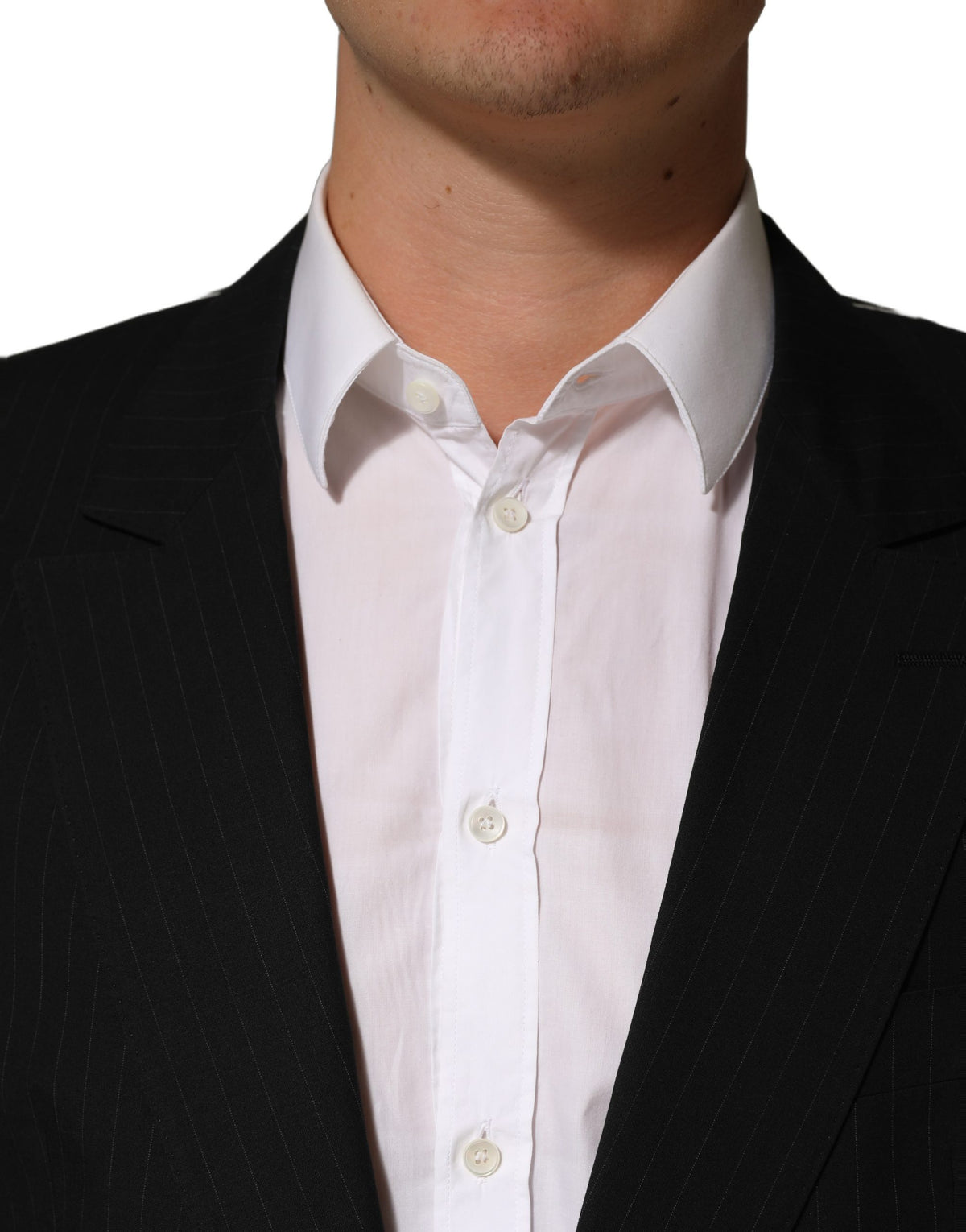 Dolce & Gabbana Black Pinstripe Men Single Breasted Men's Jacket