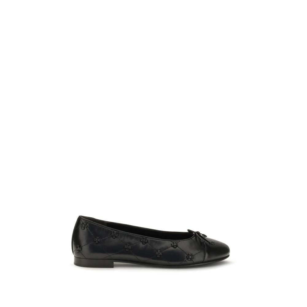 Tory Burch Black Calf Leather Bos Taurus Ballet Women's Flats