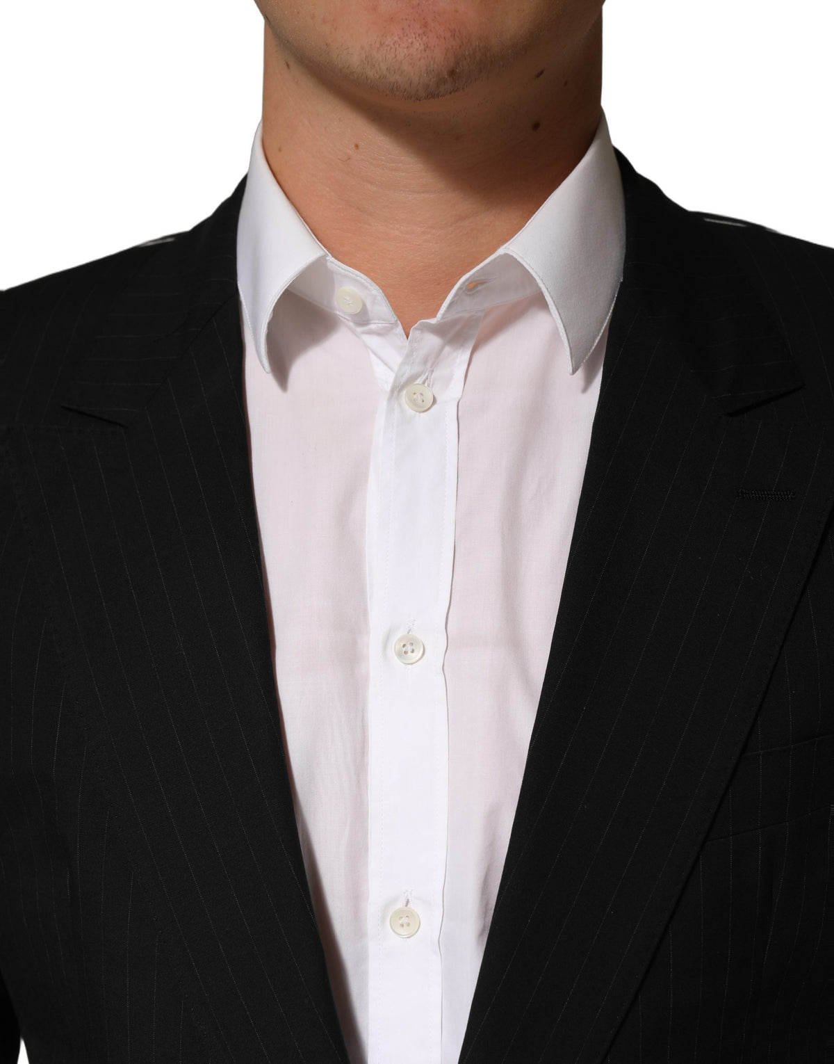 Dolce & Gabbana Black Pinstripe Men Single Breasted Men's Jacket