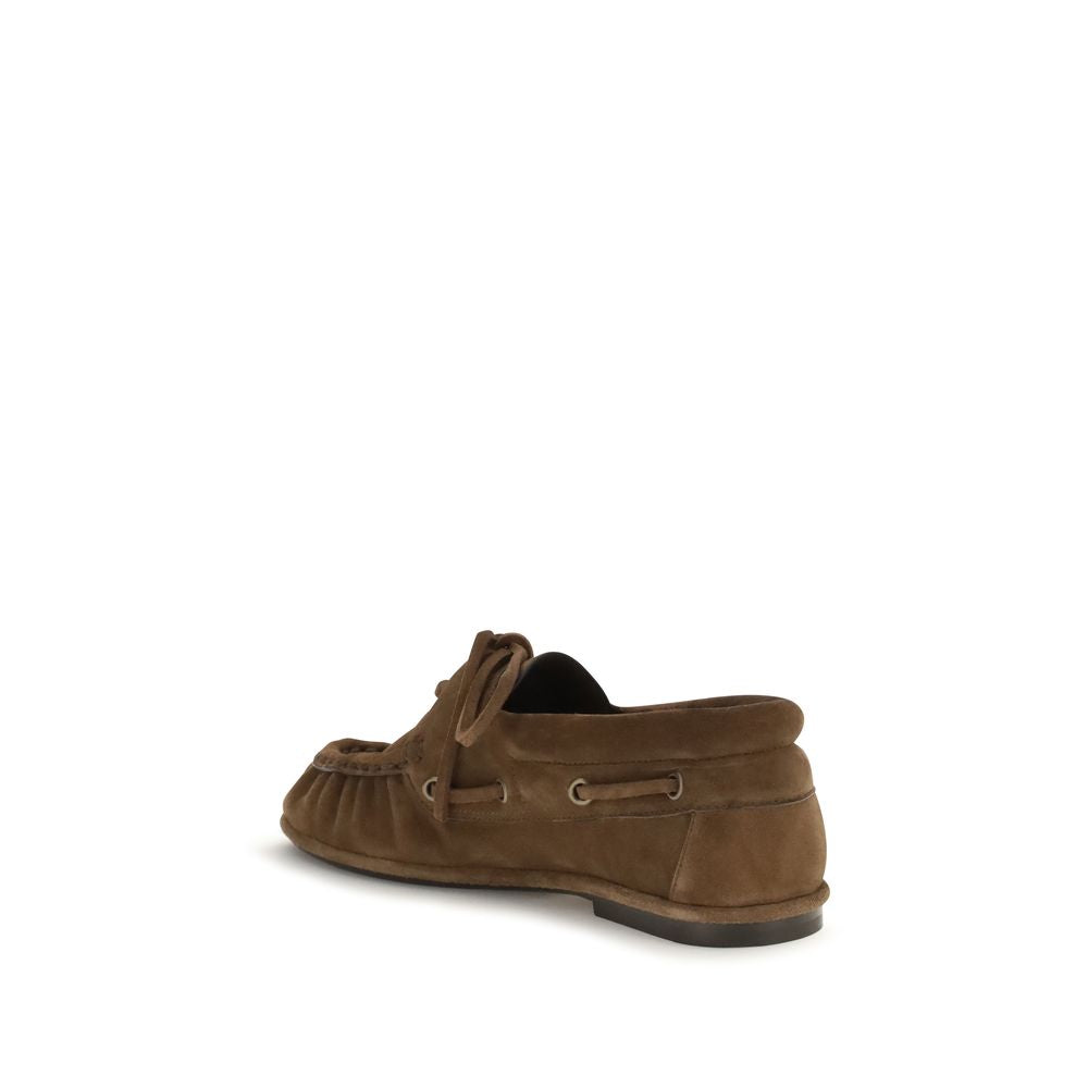 Saint Laurent Brown Suede Leather Slip-On Women's Loafers