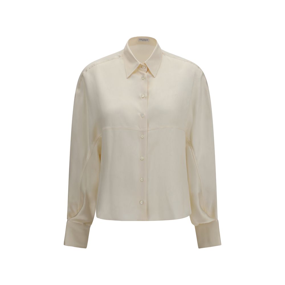 Brunello Cucinelli Beige Silk Women's Shirt