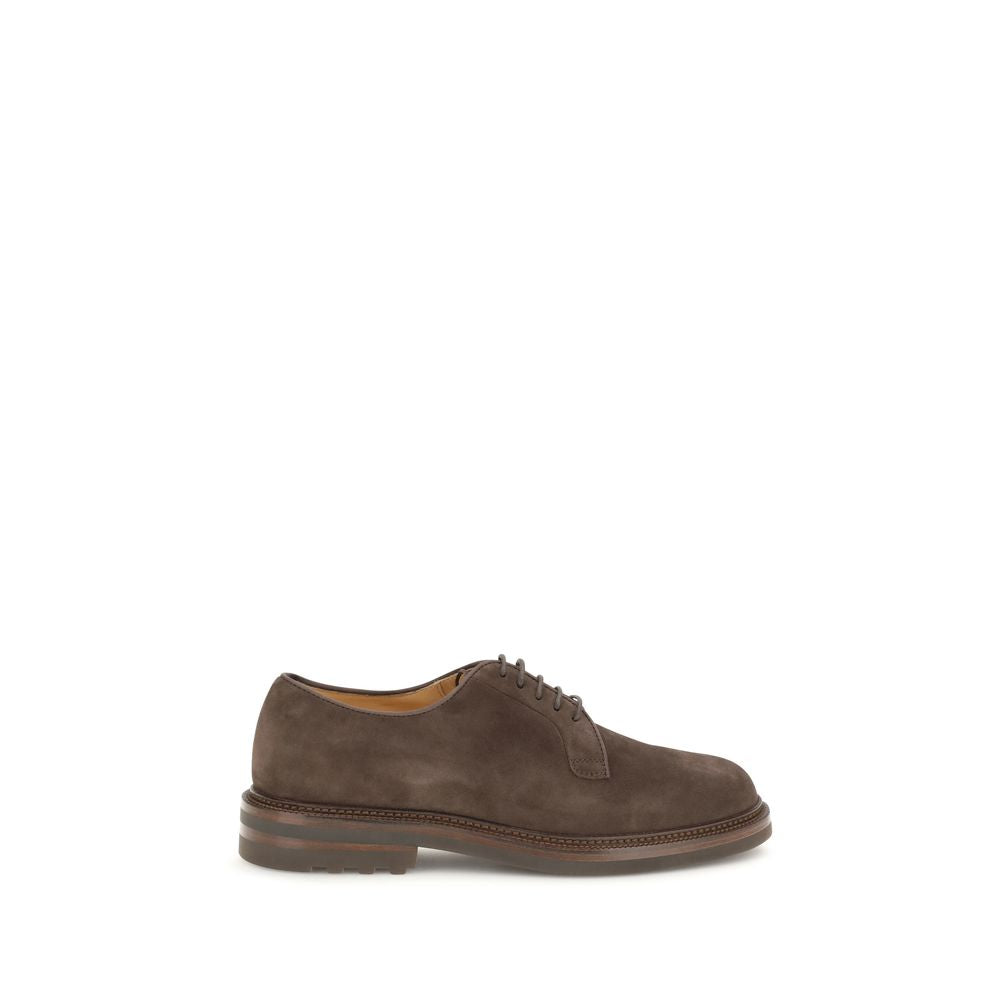 Brunello Cucinelli Brown Calf Leather Bos Taurus Oxfords And Men's Derbies