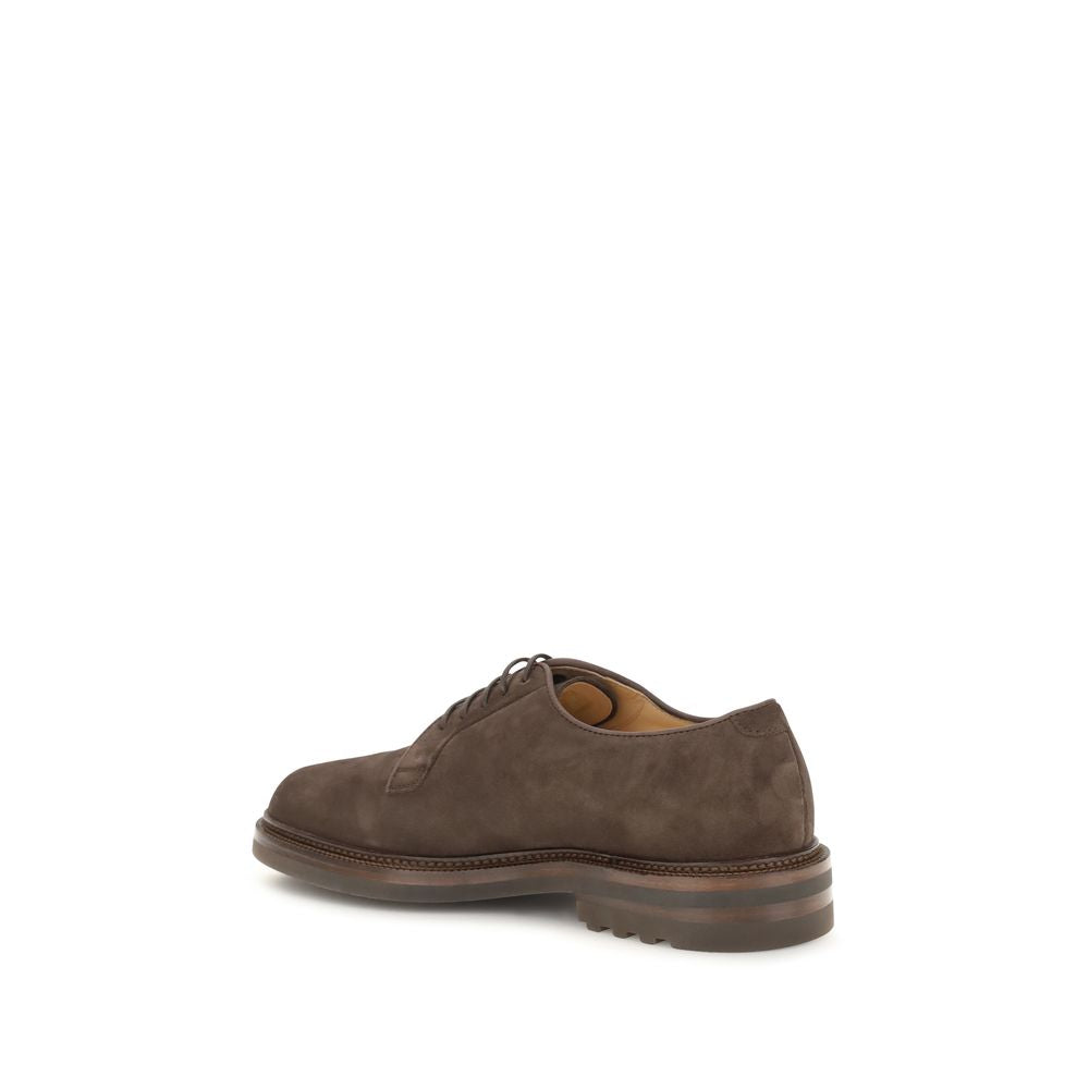 Brunello Cucinelli Brown Calf Leather Bos Taurus Oxfords And Men's Derbies