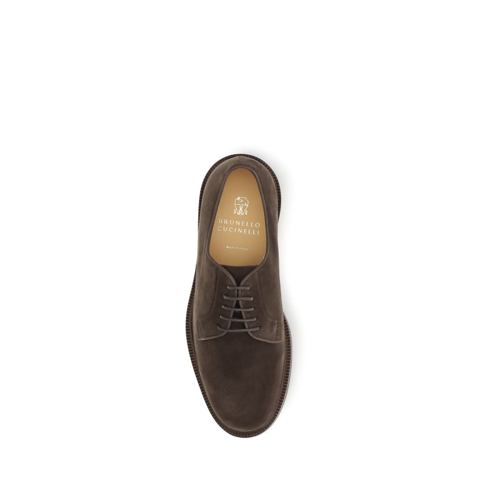 Brunello Cucinelli Brown Calf Leather Bos Taurus Oxfords And Men's Derbies