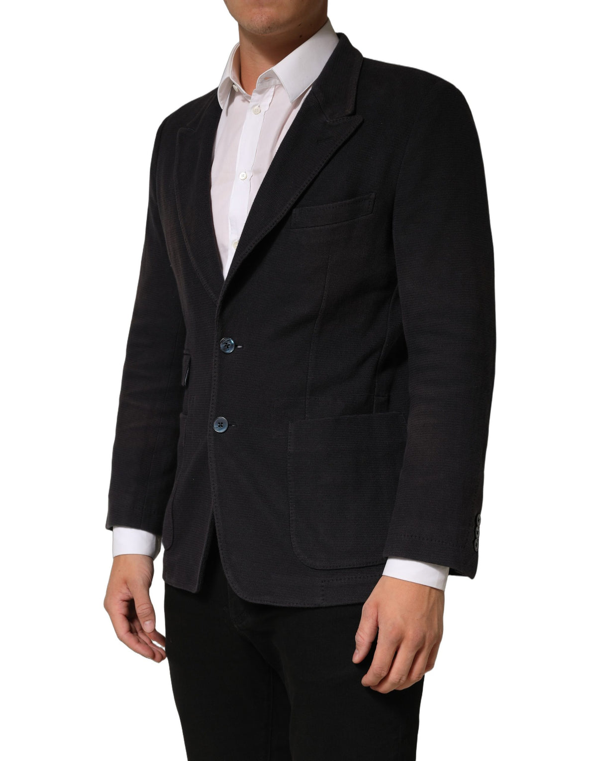 Dolce & Gabbana Dark Gray Cotton Men Single Breasted Men's Jacket (Pre-Owned)