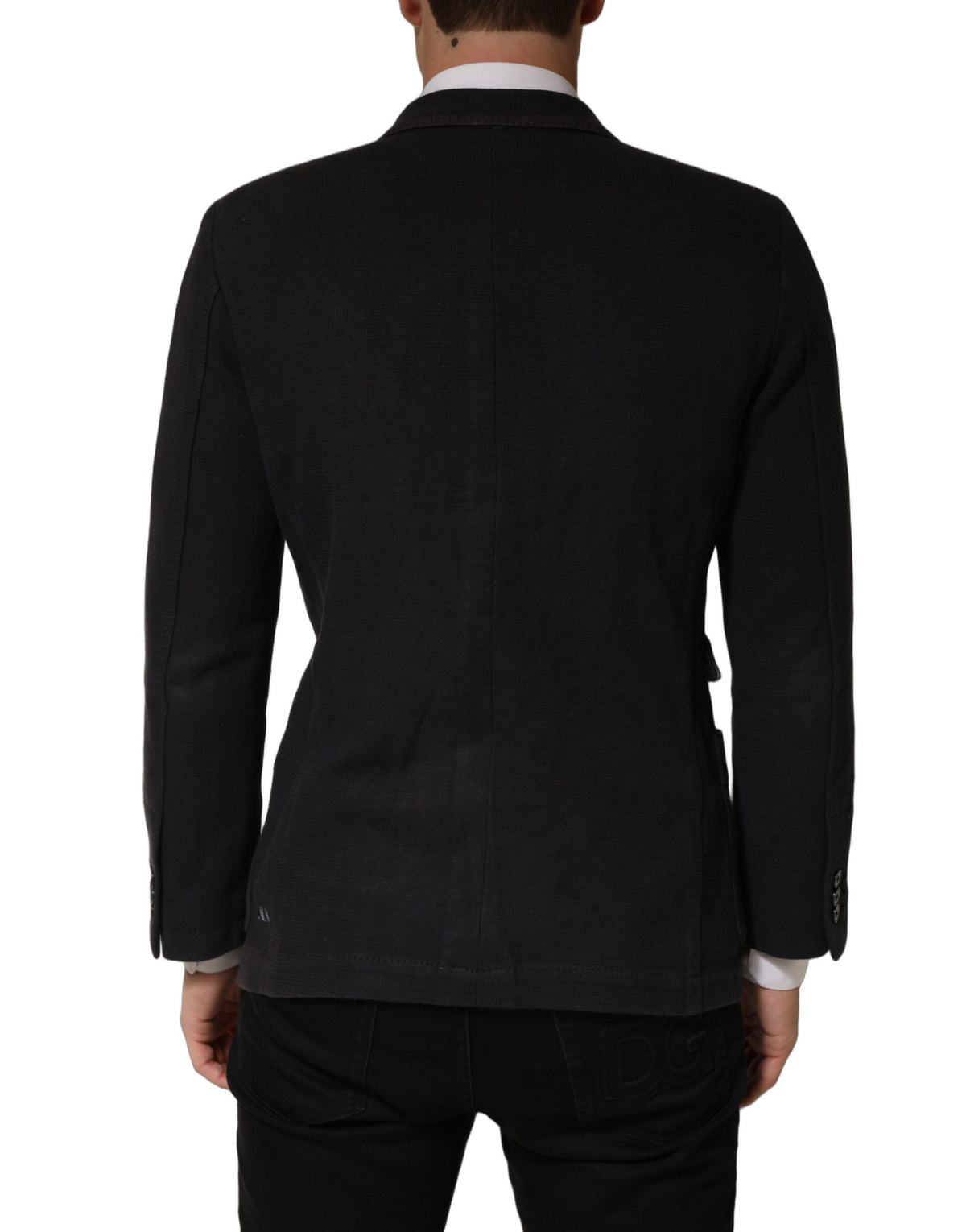 Dolce & Gabbana Dark Gray Cotton Men Single Breasted Men's Jacket (Pre-Owned)