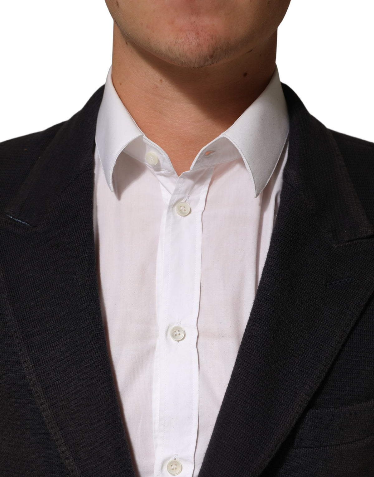 Dolce & Gabbana Dark Gray Cotton Men Single Breasted Men's Jacket (Pre-Owned)