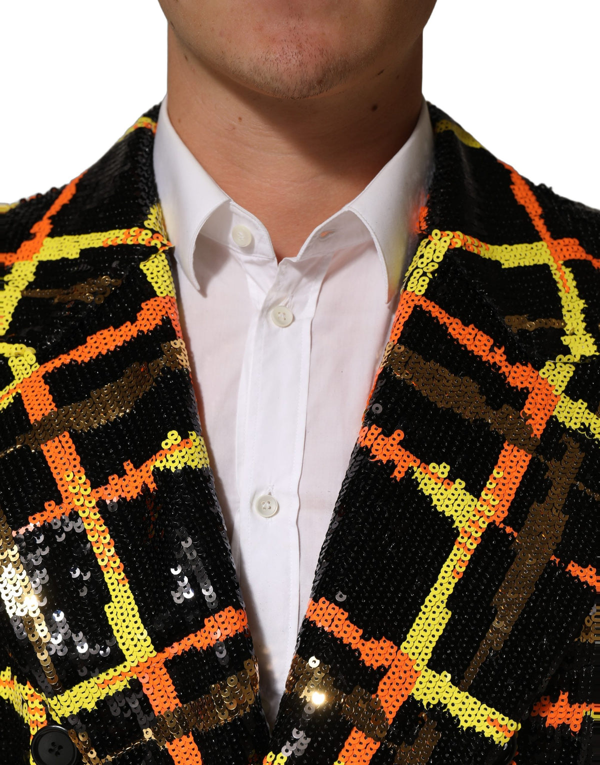 Dolce & Gabbana Multicolor Sequin Embellished Double Breasted Men's Jacket