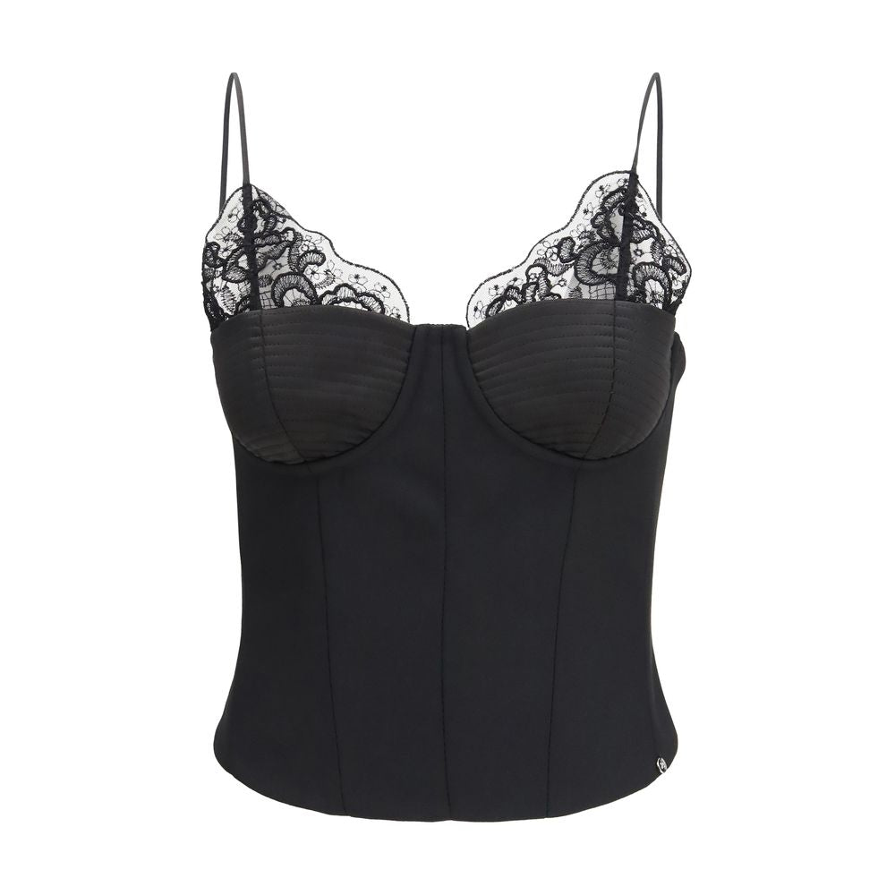 Nissa Black Polyester Sleeveles Women's T-Shirt