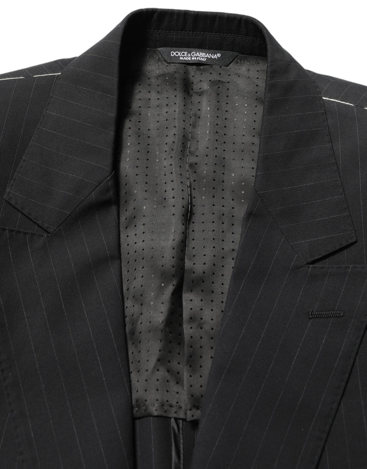 Dolce & Gabbana Black Pinstripe Men Single Breasted Men's Jacket (Pre-Owned)