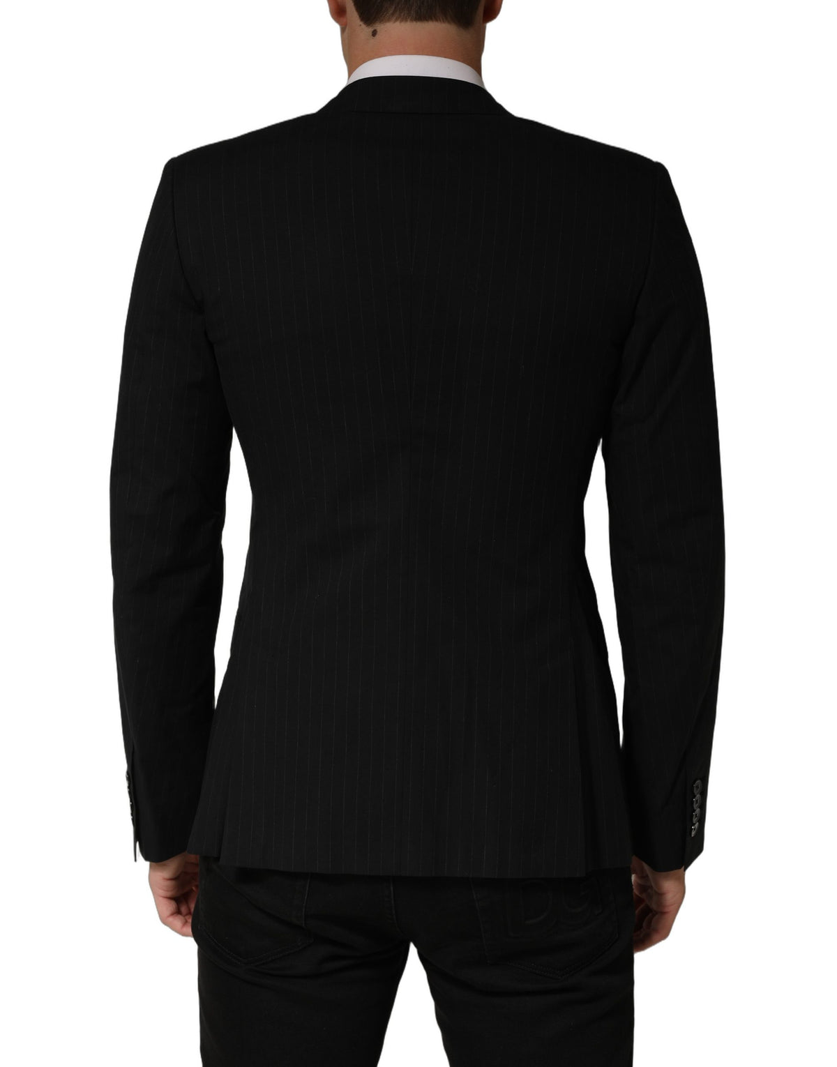 Dolce & Gabbana Black Pinstripe Men Single Breasted Men's Jacket (Pre-Owned)
