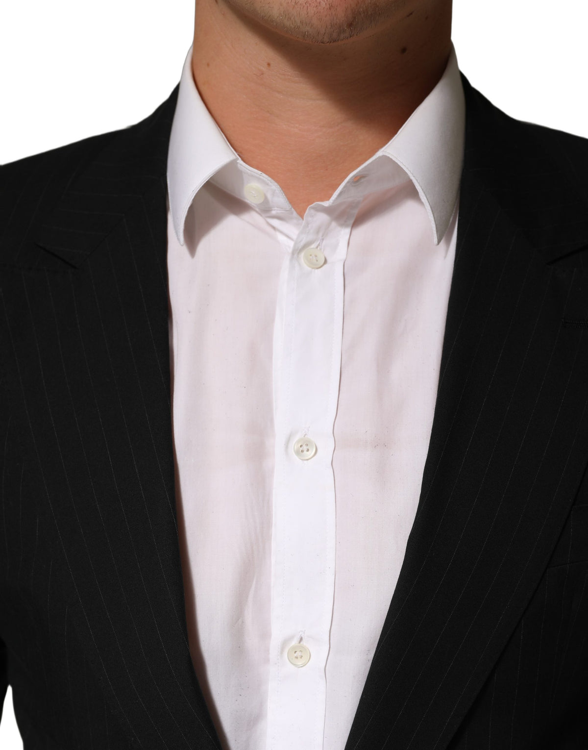 Dolce & Gabbana Black Pinstripe Men Single Breasted Men's Jacket (Pre-Owned)