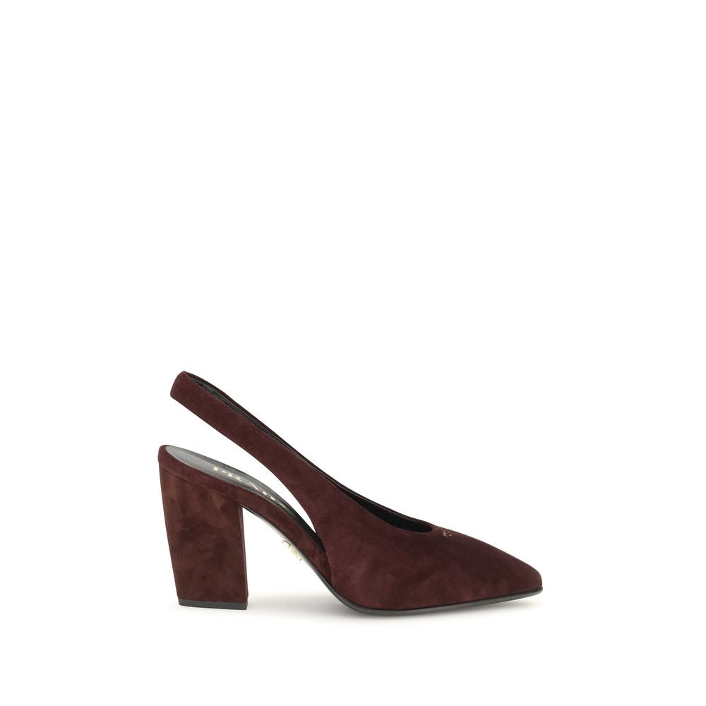 Prada Bordeaux Calf Leather Bos Taurus High Heel Women's Pumps