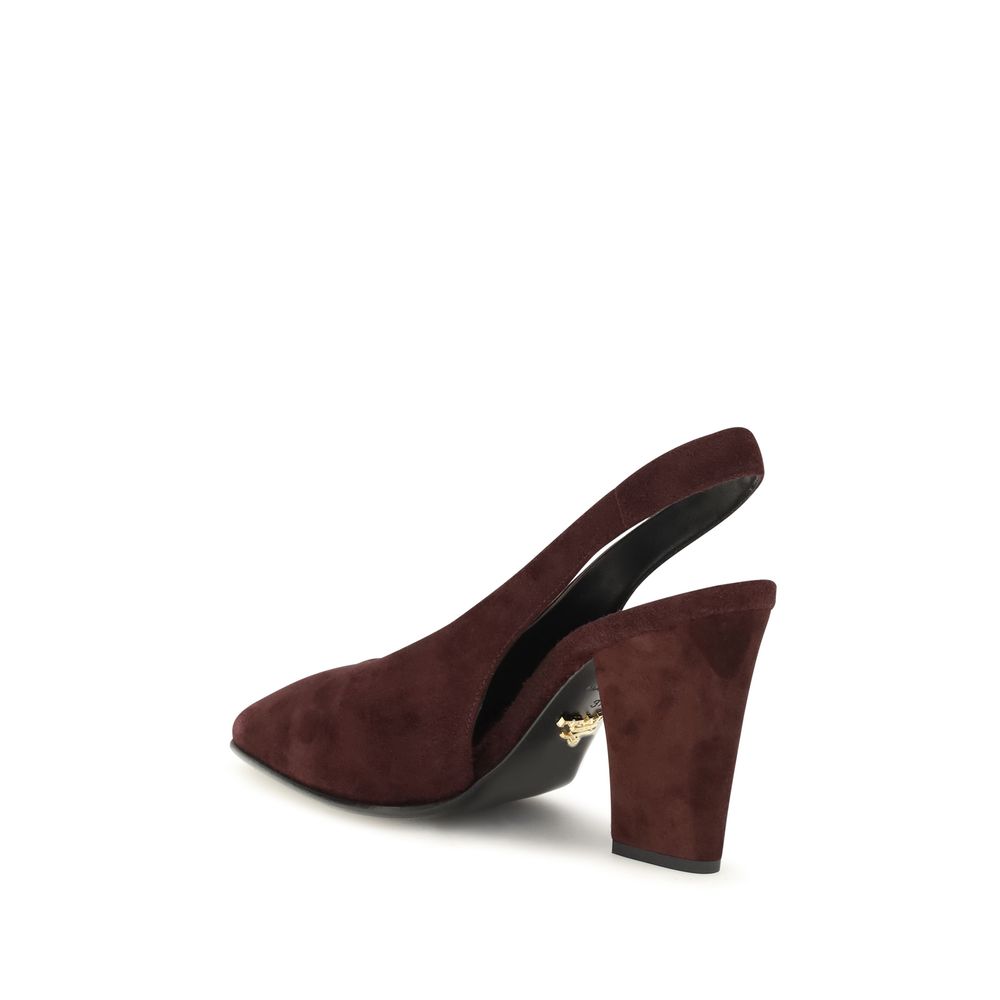 Prada Bordeaux Calf Leather Bos Taurus High Heel Women's Pumps