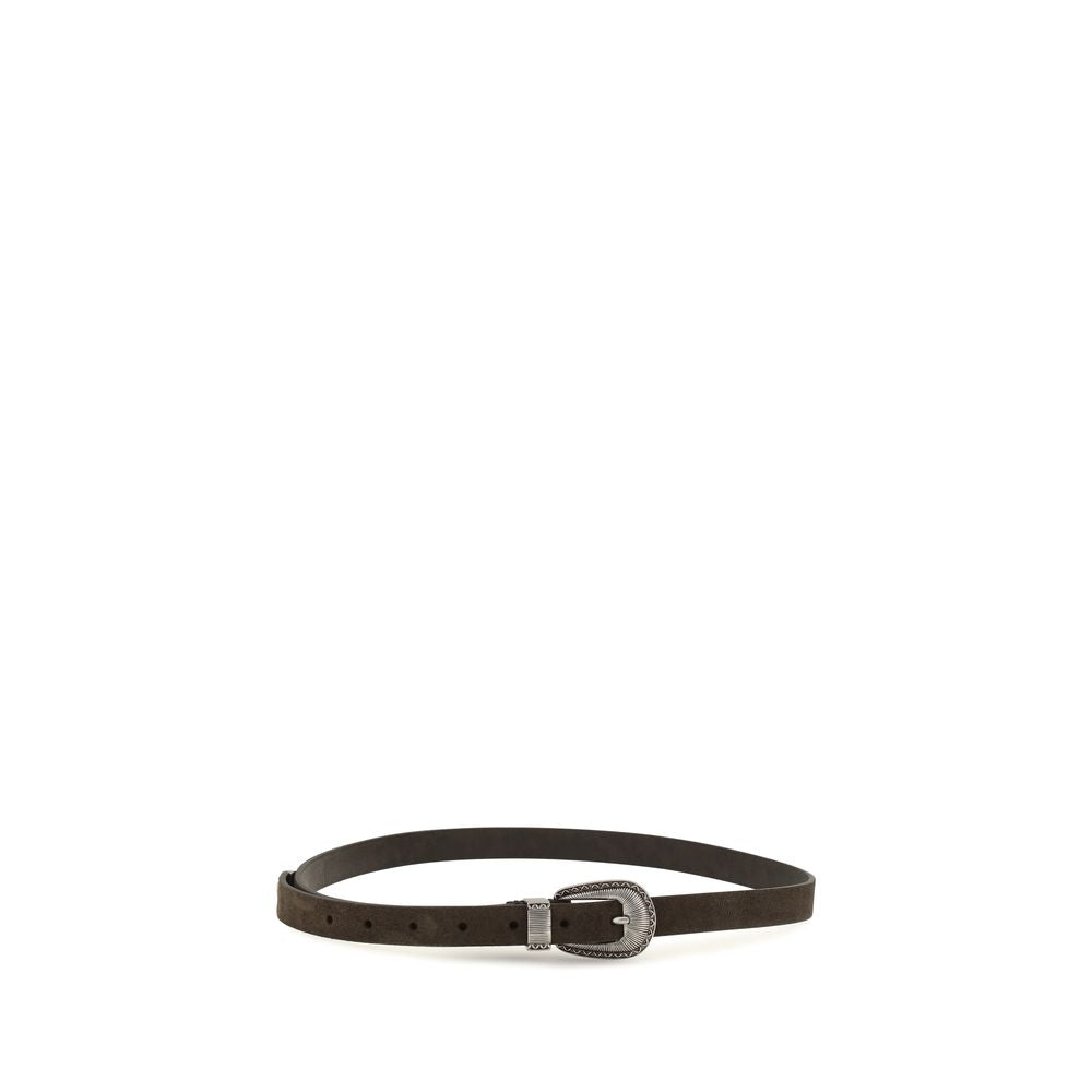Brunello Cucinelli Brown Suede Leather Men's Belt