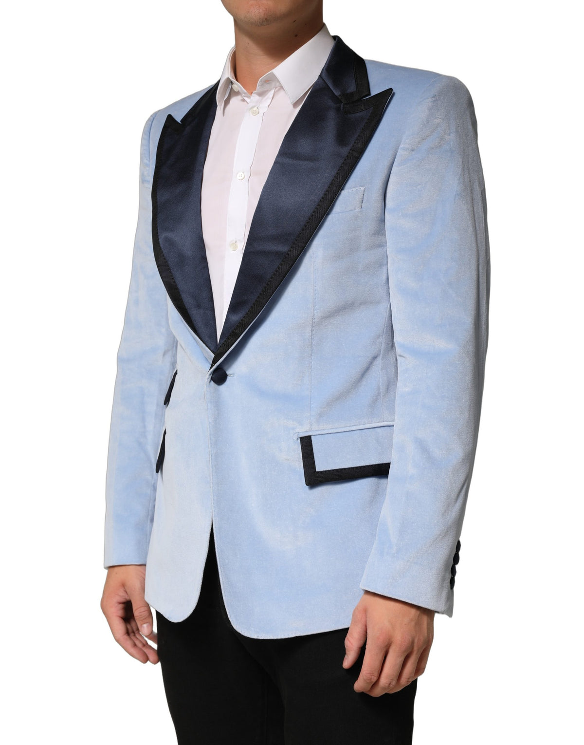Dolce & Gabbana Blue Cotton Formal Single Breasted Men's Jacket