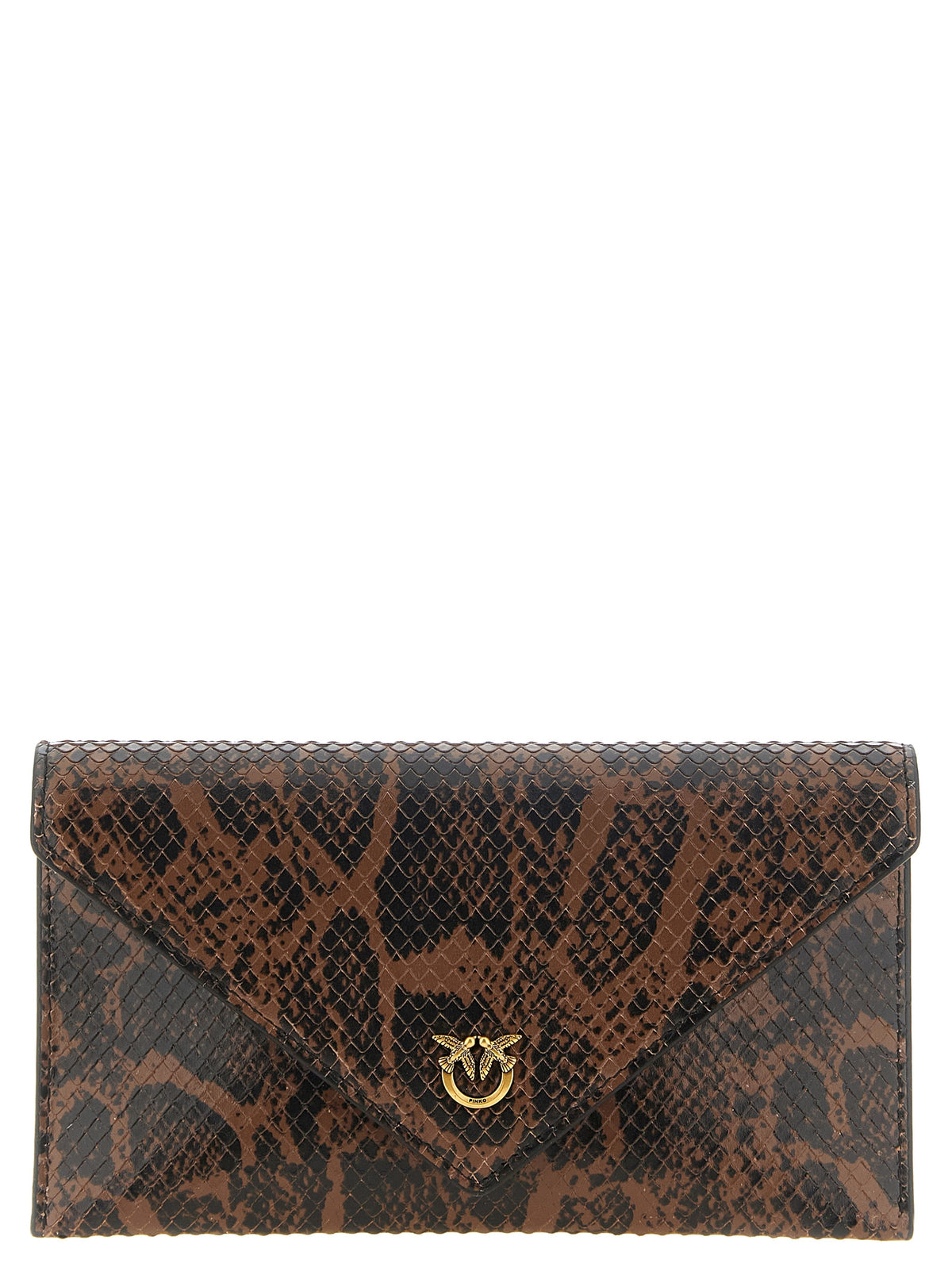 PINKO Brown Calfskin Clutch Women's Bag