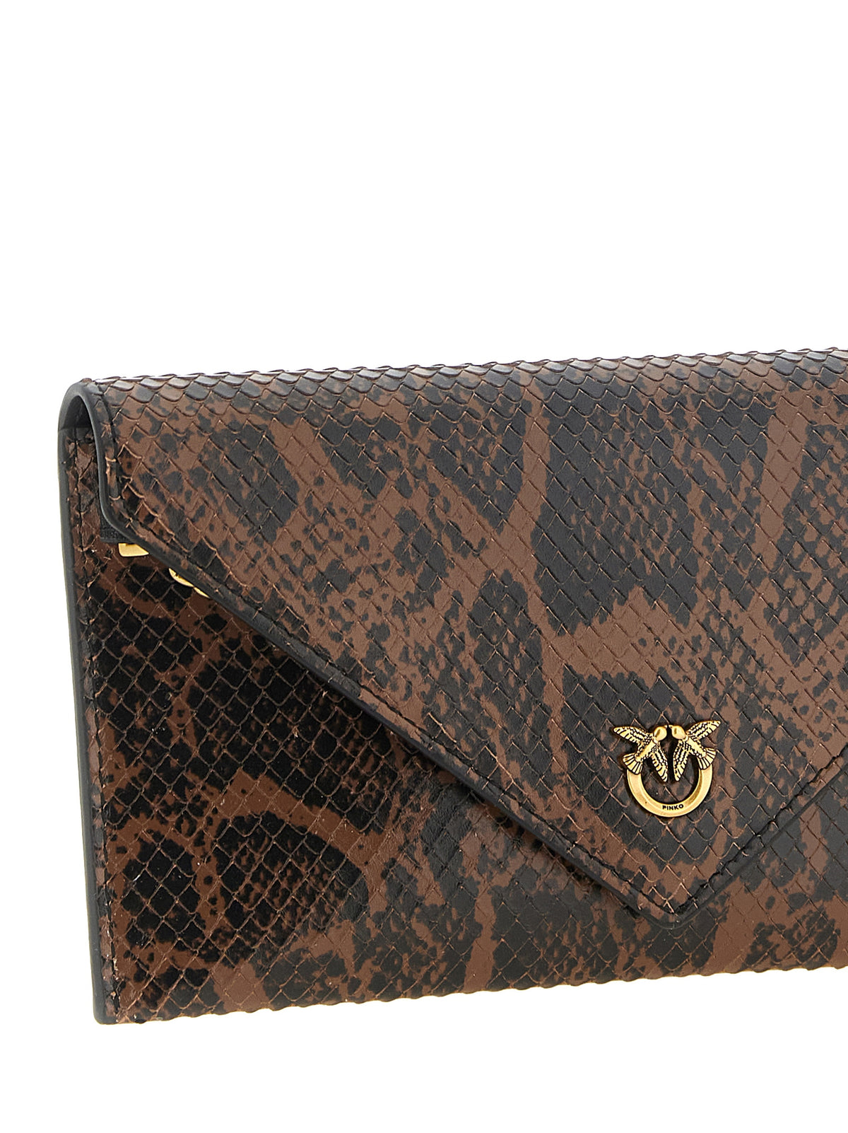 PINKO Brown Calfskin Clutch Women's Bag