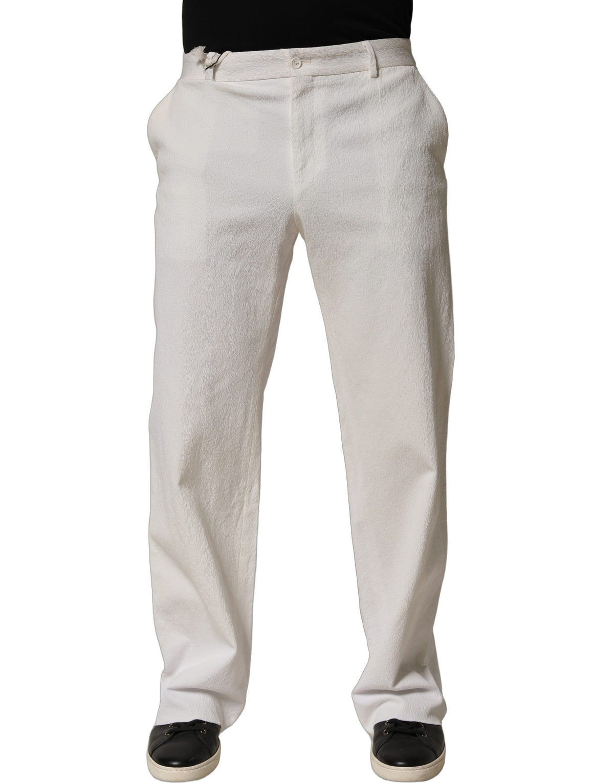 Dolce & Gabbana White Cotton StraightLeg Casual Trouser Men's Pants (Pre-Owned)