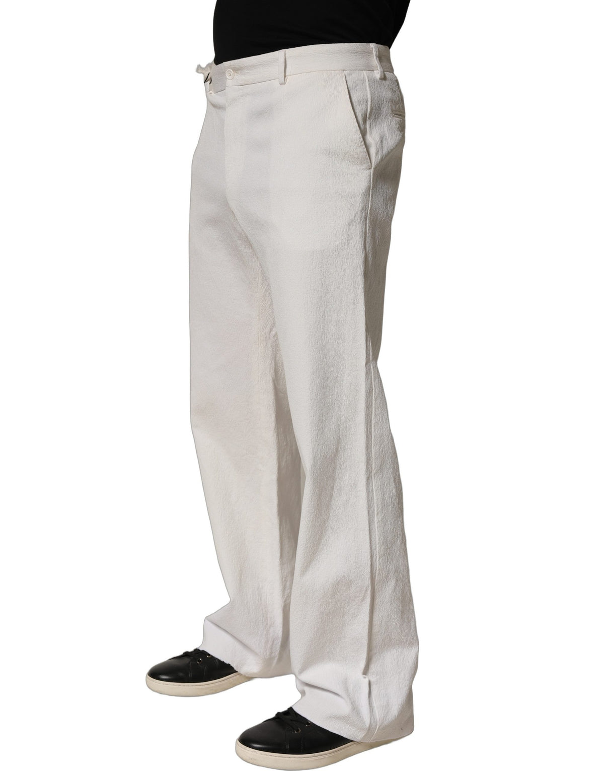 Dolce & Gabbana White Cotton StraightLeg Casual Trouser Men's Pants (Pre-Owned)
