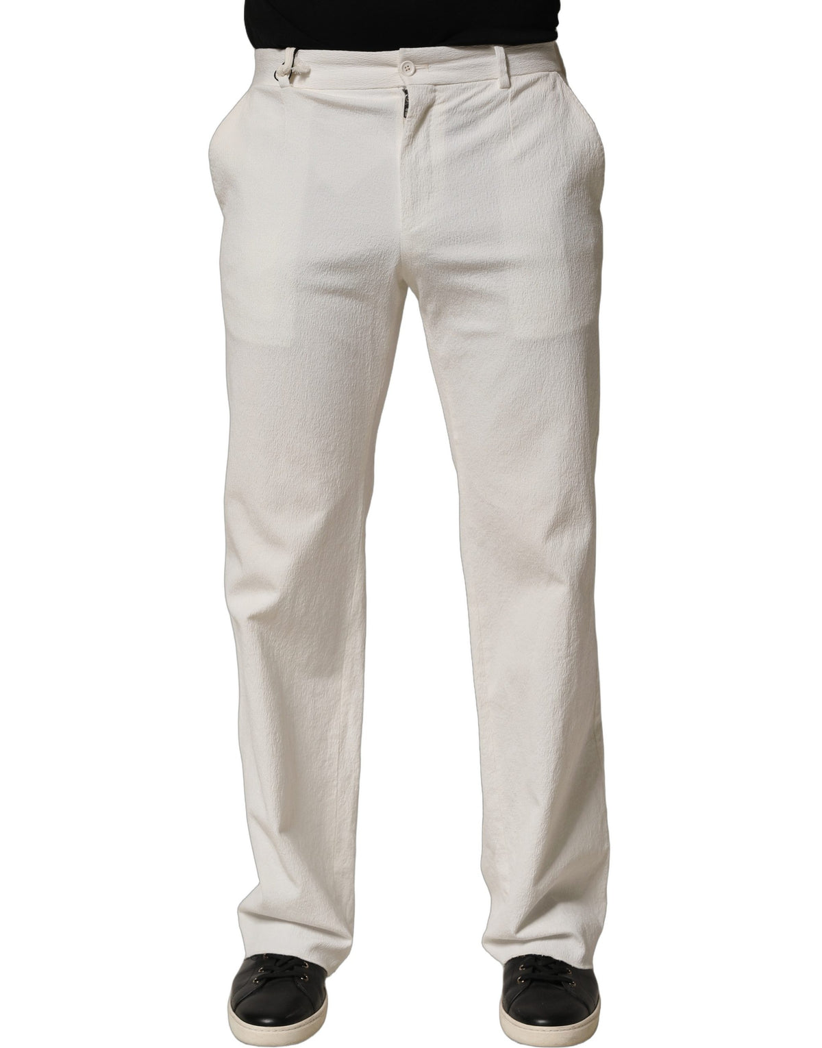 Dolce & Gabbana White Cotton StraightLeg Casual Trouser Men's Pants (Pre-Owned)