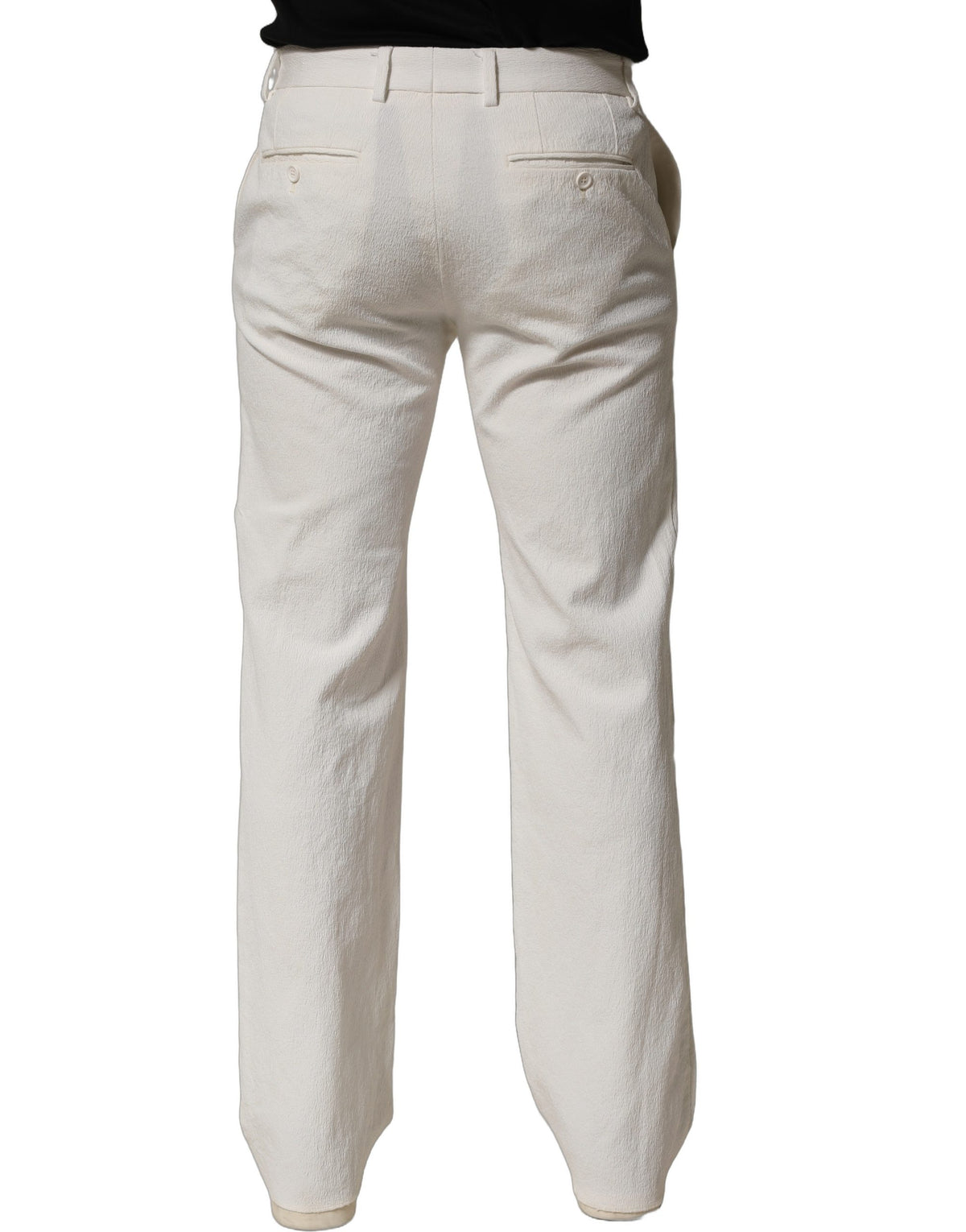 Dolce & Gabbana White Cotton StraightLeg Casual Trouser Men's Pants (Pre-Owned)