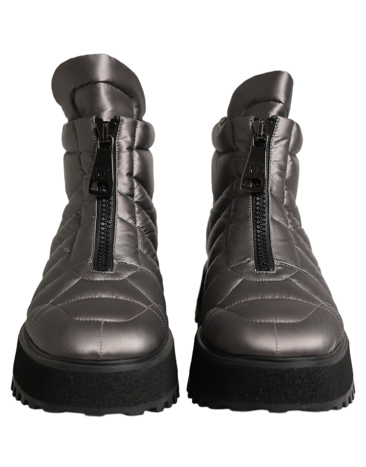 Dolce & Gabbana Silver Leather Quilted Men Ankle Boots Men's Shoes (Pre-Owned)