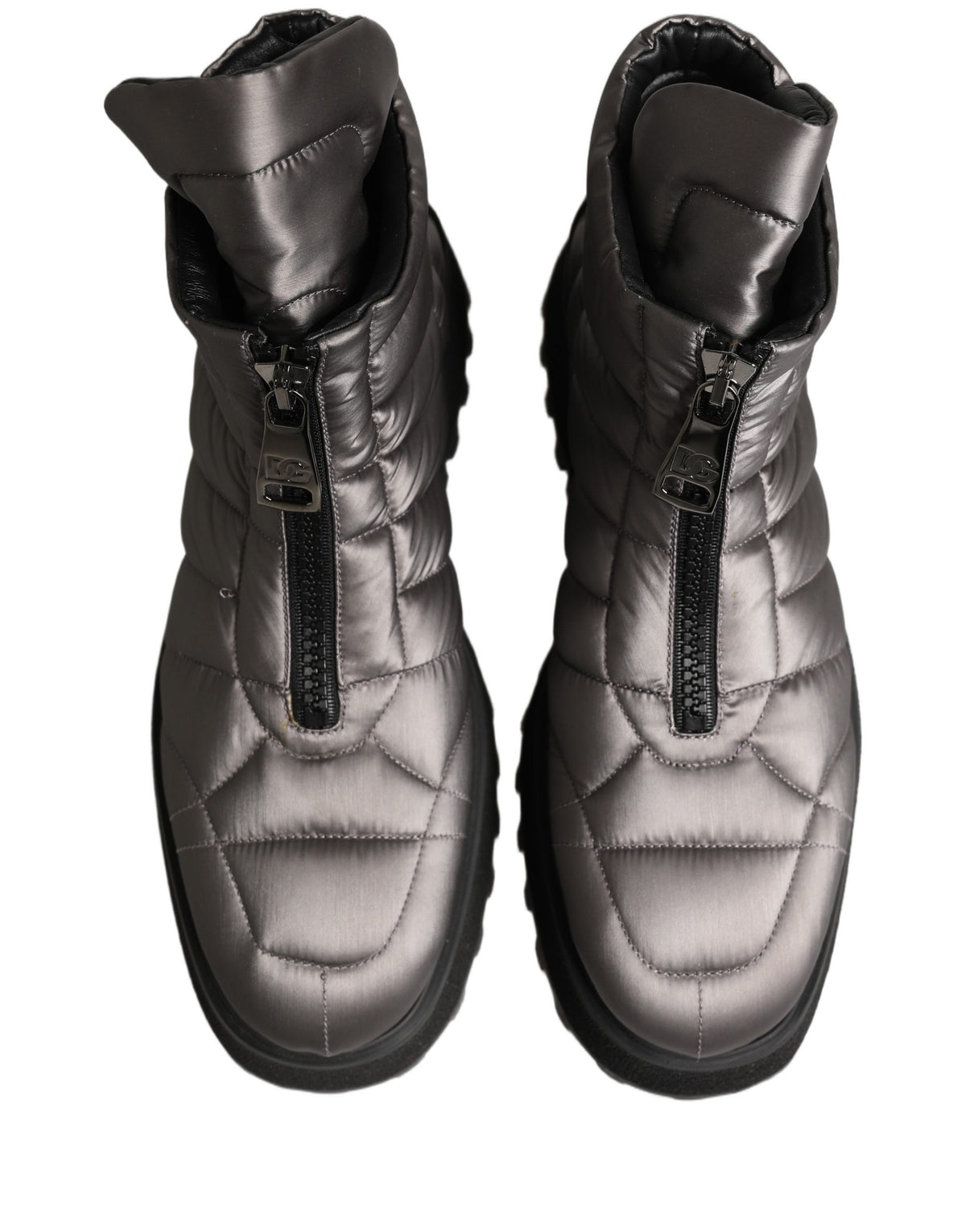 Dolce & Gabbana Silver Leather Quilted Men Ankle Boots Men's Shoes (Pre-Owned)