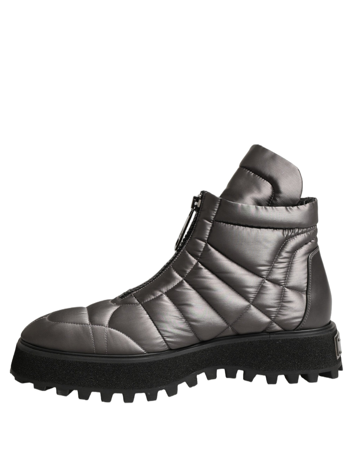 Dolce & Gabbana Silver Leather Quilted Men Ankle Boots Men's Shoes (Pre-Owned)