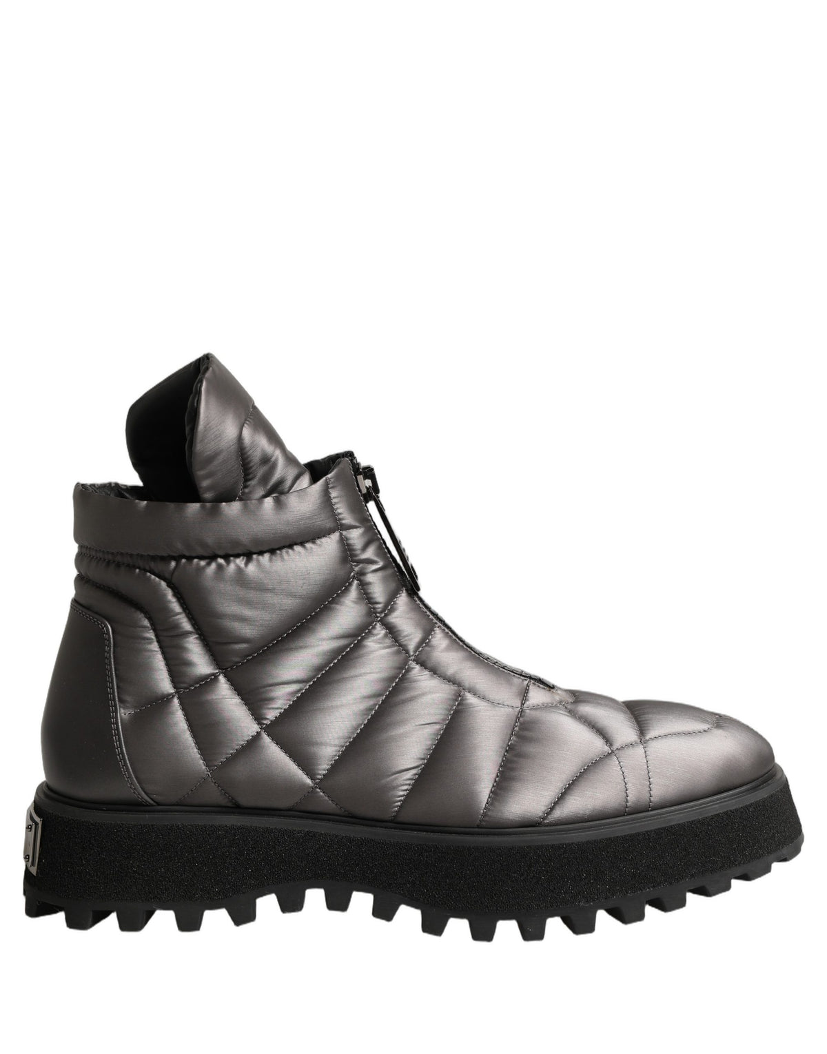 Dolce & Gabbana Silver Leather Quilted Men Ankle Boots Men's Shoes (Pre-Owned)