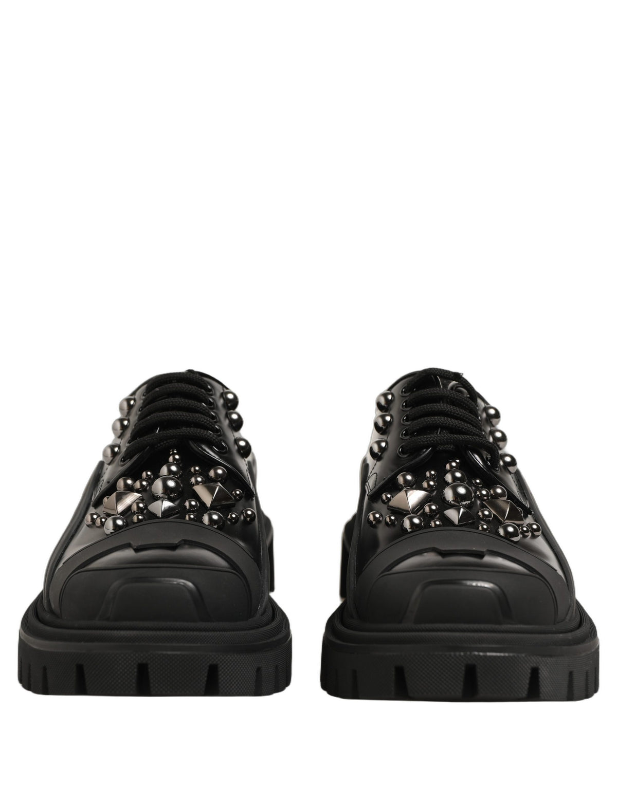 Dolce & Gabbana Black Calfskin Leather Trekking Derby Men's Shoes