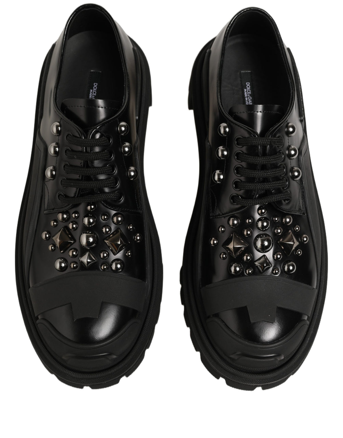 Dolce & Gabbana Black Calfskin Leather Trekking Derby Men's Shoes