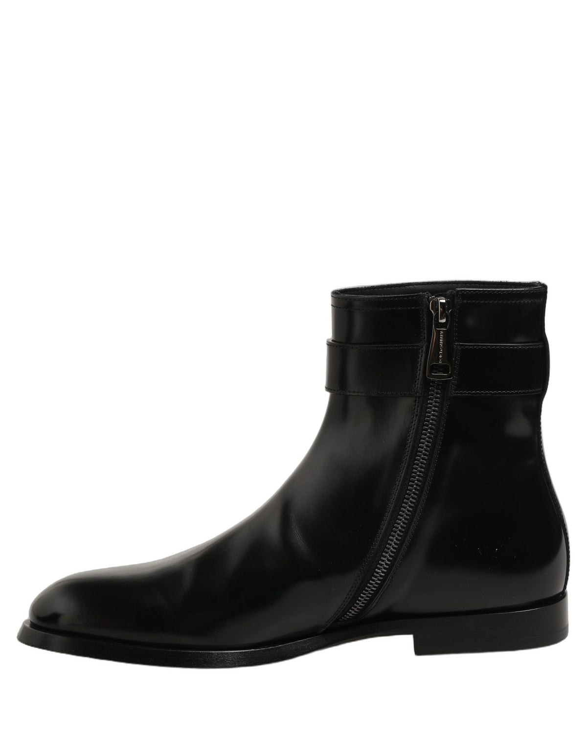 Dolce & Gabbana Black Leather Buckle Mid Calf Boots Men Men's Shoes (Pre-Owned)