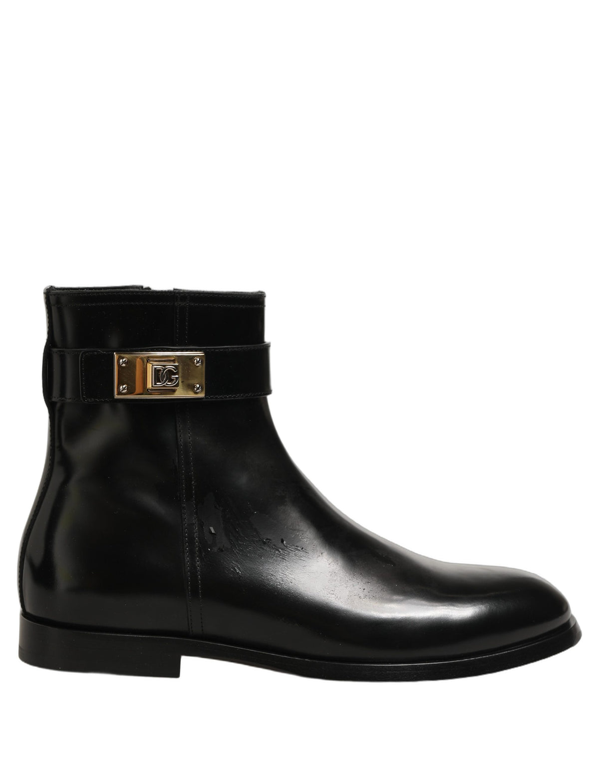 Dolce & Gabbana Black Leather Buckle Mid Calf Boots Men Men's Shoes (Pre-Owned)