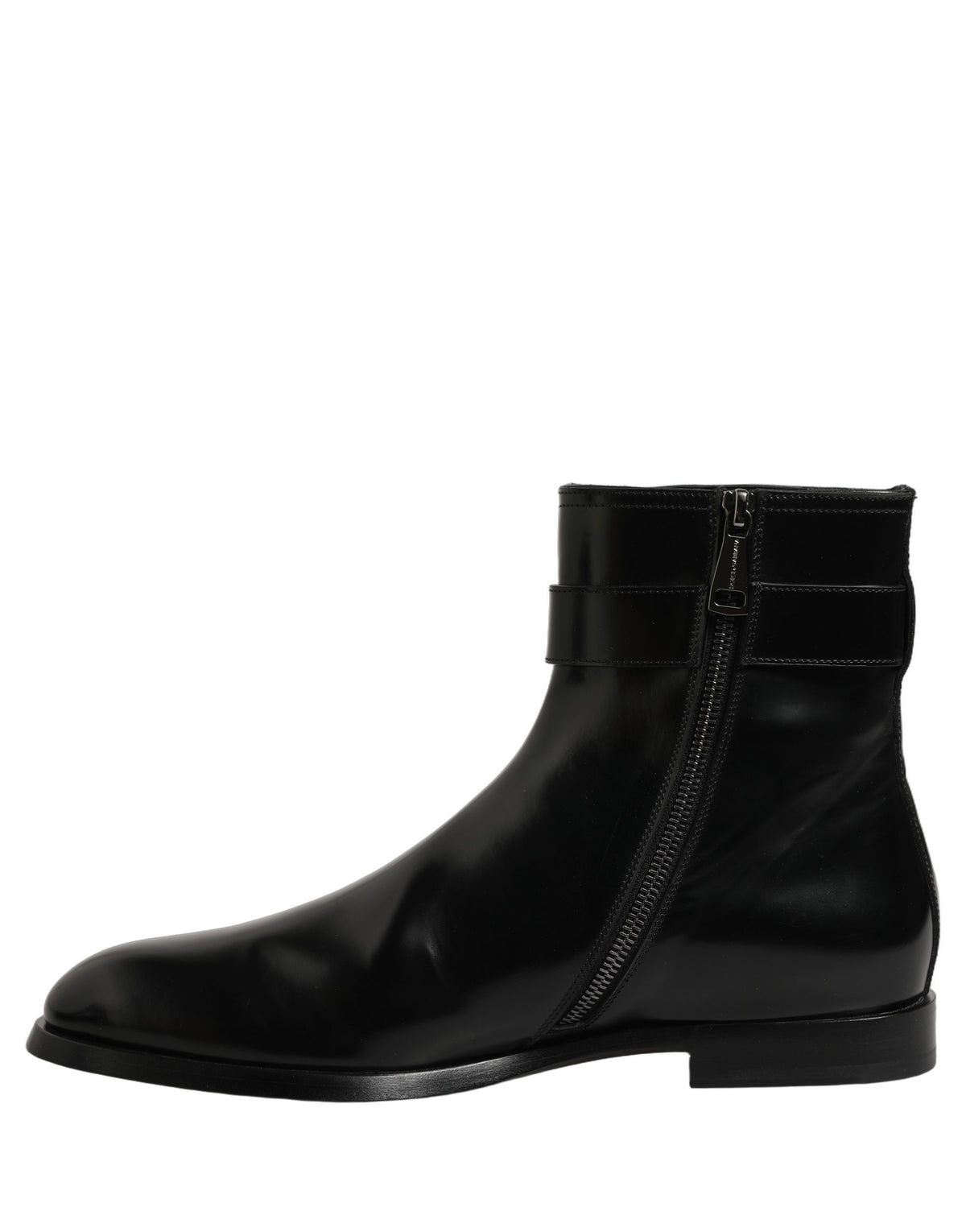 Dolce & Gabbana Black Leather Buckle Mid Calf Boots Men's Shoes (Pre-Owned)