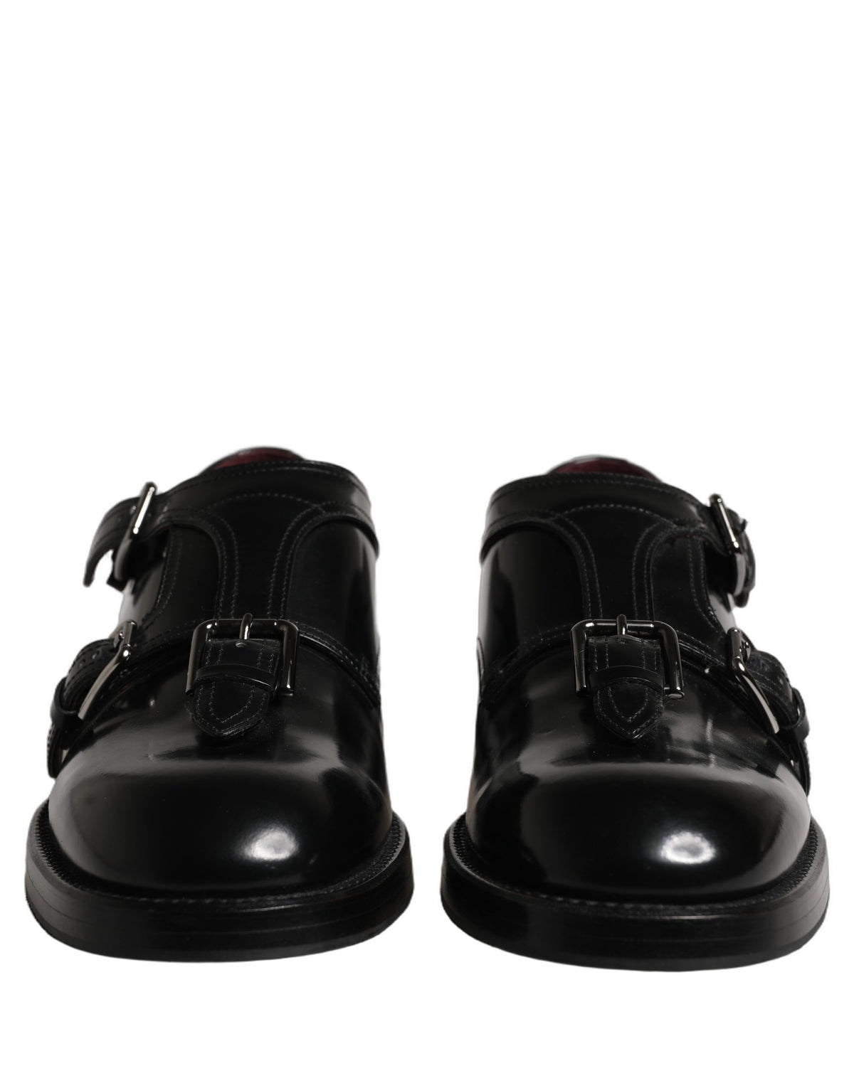 Dolce & Gabbana Black Leather Monk Strap Formal Dress Men's Shoes