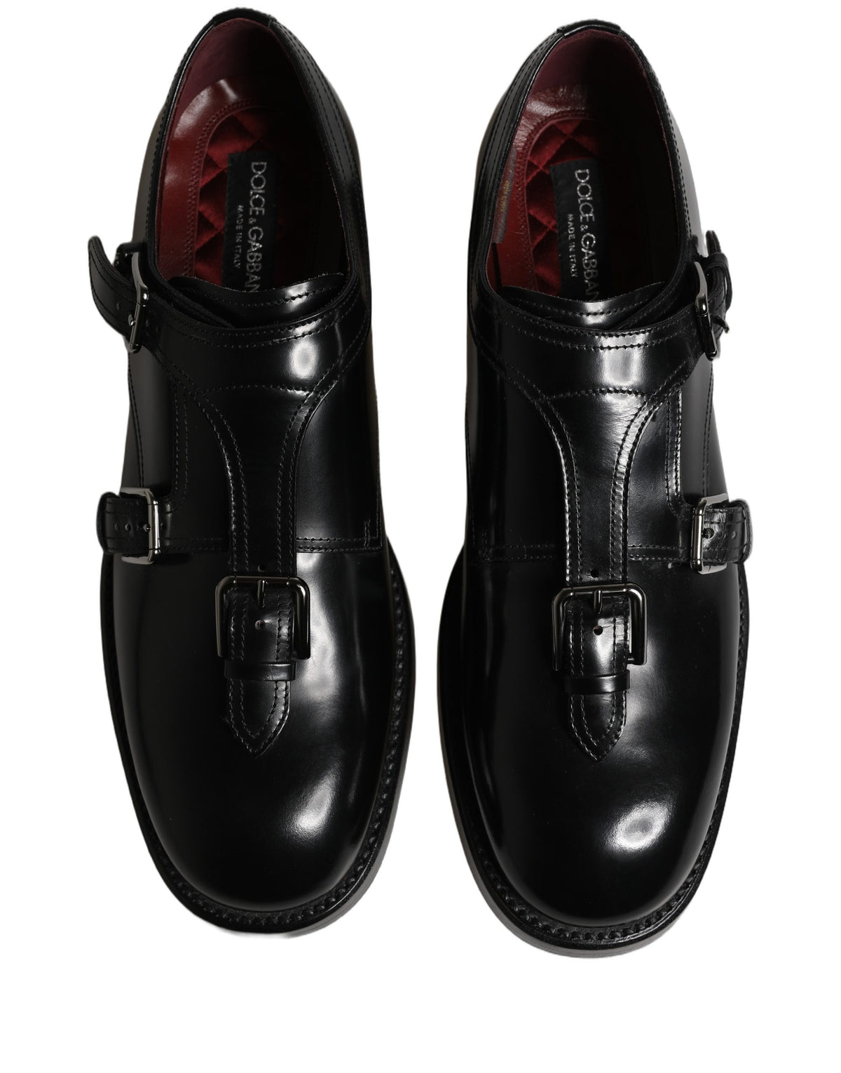 Dolce & Gabbana Black Leather Monk Strap Formal Dress Men's Shoes
