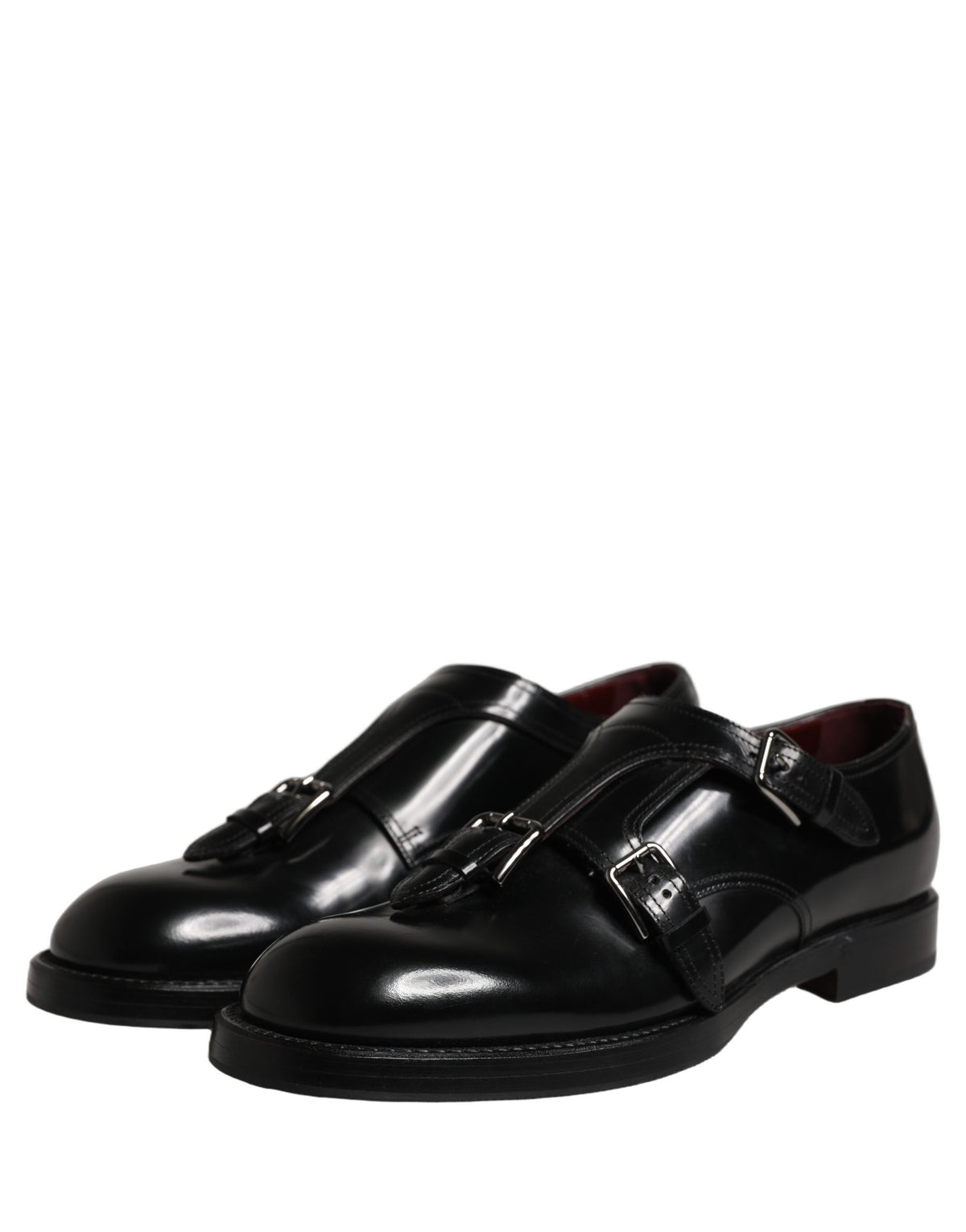 Dolce & Gabbana Black Leather Monk Strap Formal Dress Men's Shoes