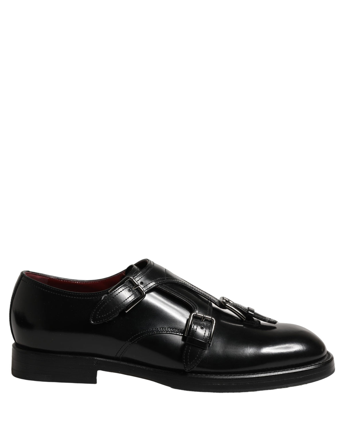 Dolce & Gabbana Black Leather Monk Strap Formal Dress Men's Shoes