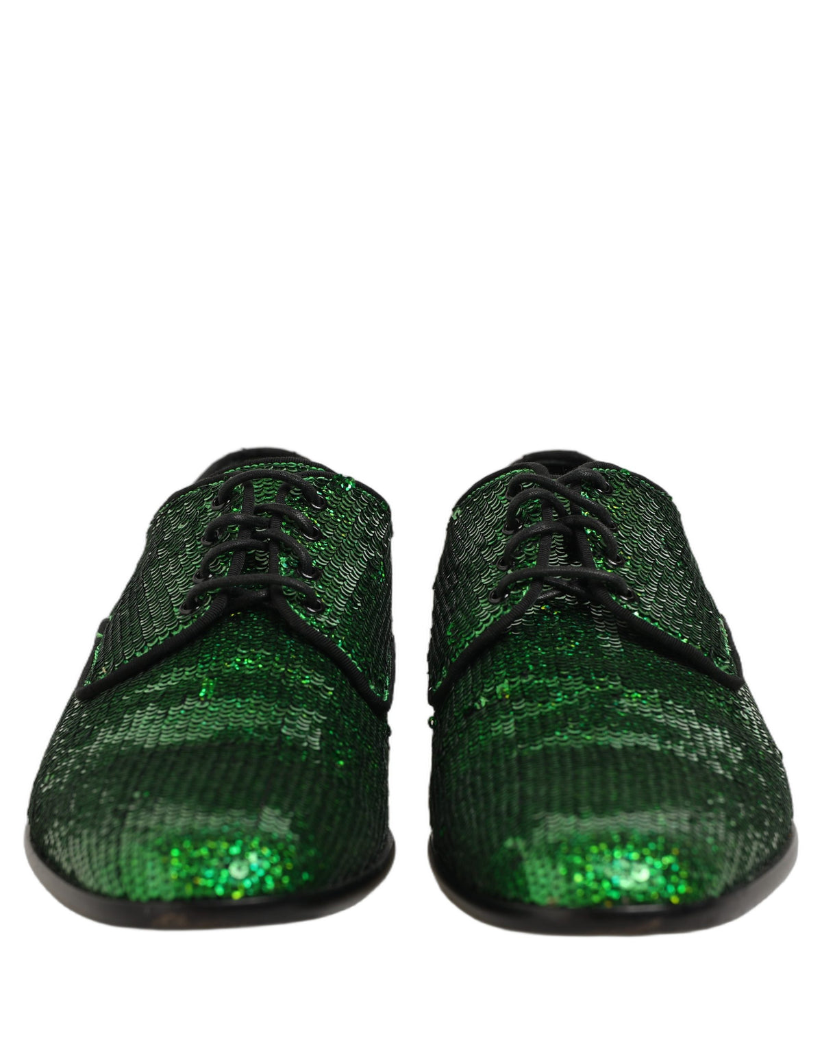 Dolce & Gabbana Dress Green Sequined Lace Up Men Derby Men's Shoes (Pre-Owned)