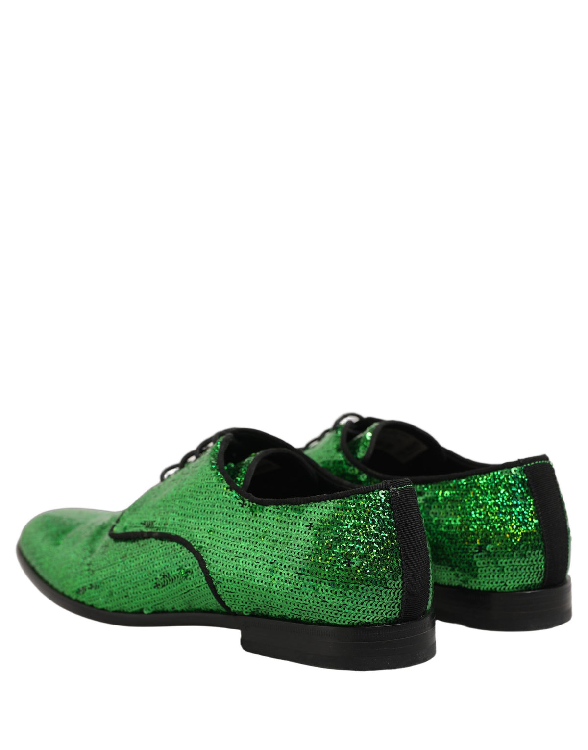 Dolce & Gabbana Dress Green Sequined Lace Up Men Derby Men's Shoes (Pre-Owned)
