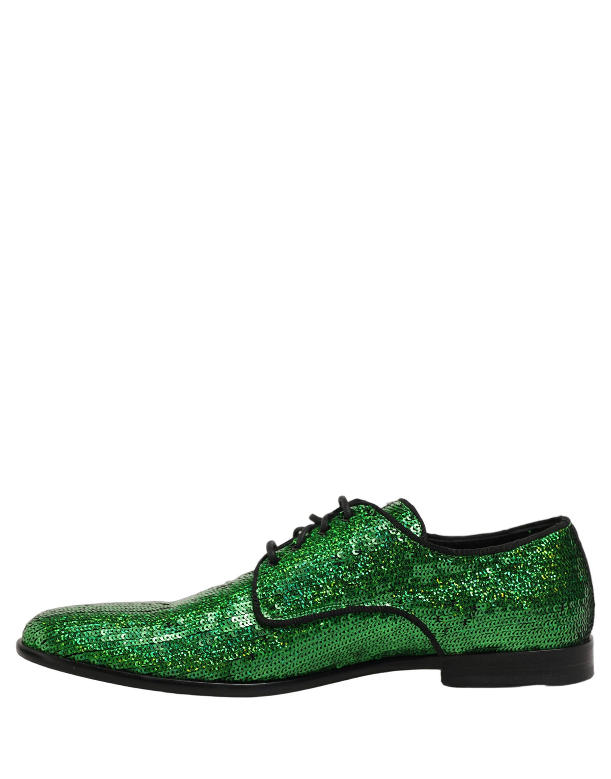 Dolce & Gabbana Dress Green Sequined Lace Up Men Derby Men's Shoes (Pre-Owned)