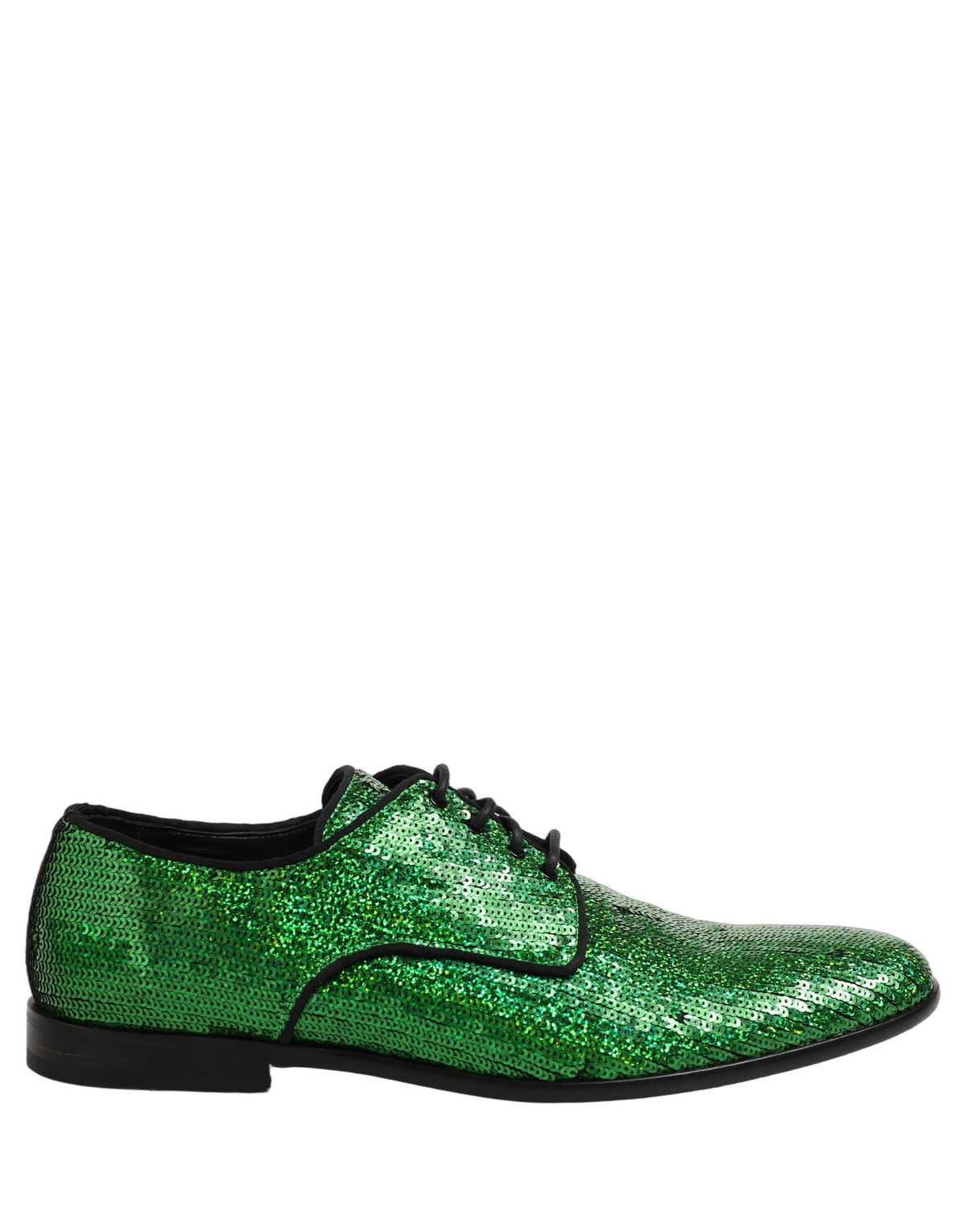 Dolce & Gabbana Dress Green Sequined Lace Up Men Derby Men's Shoes (Pre-Owned)
